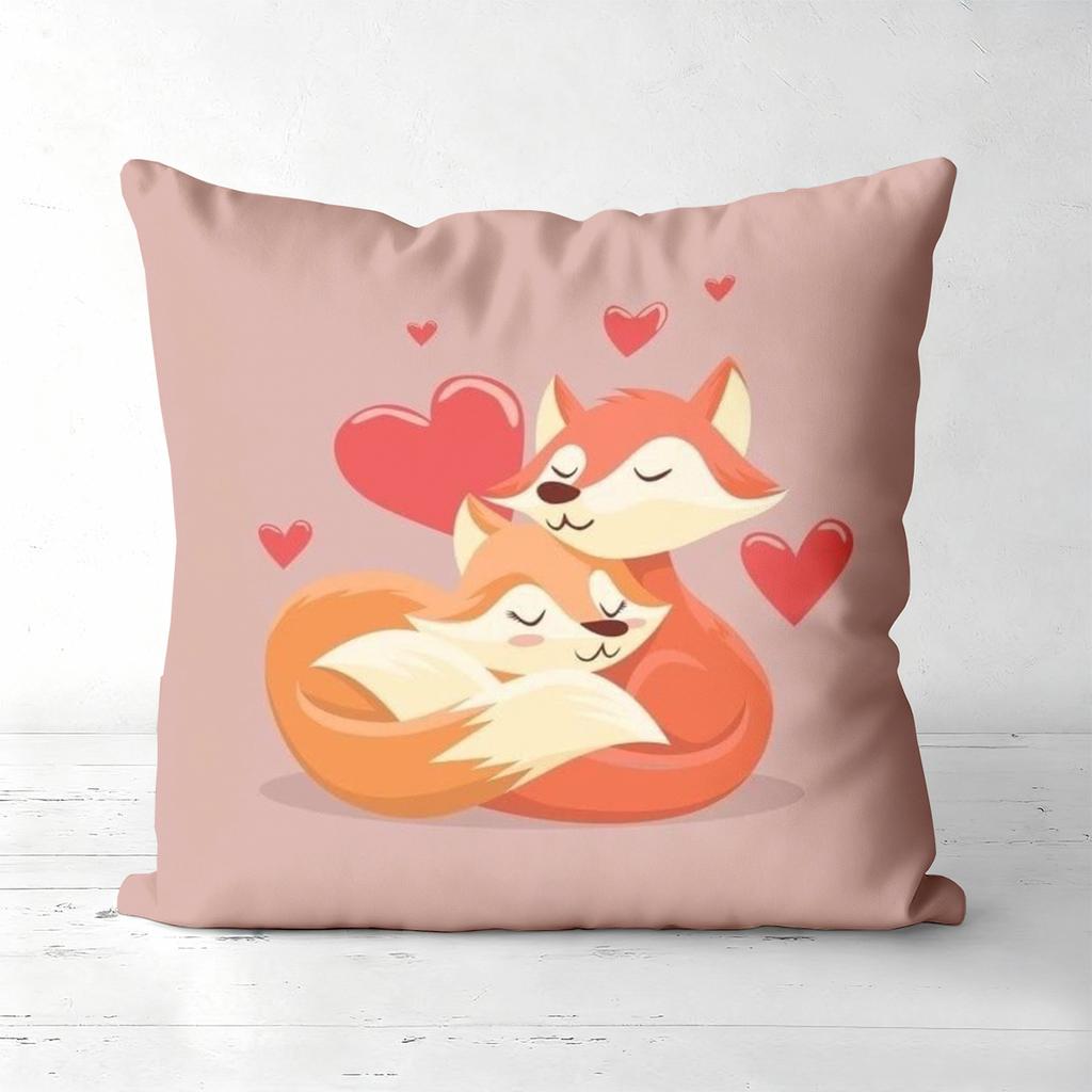 Cute Fox Pillow Covers I Love You Mom Valentine Polyester pillowcase, sofa decorative cushion cov Headboard Pillow