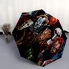 Horror Icons Themed Automatic Opening and Closing Umbrella, Brightly Colored 8-rib Portable Umbrella, Suitable for Men and Women, A Perfect