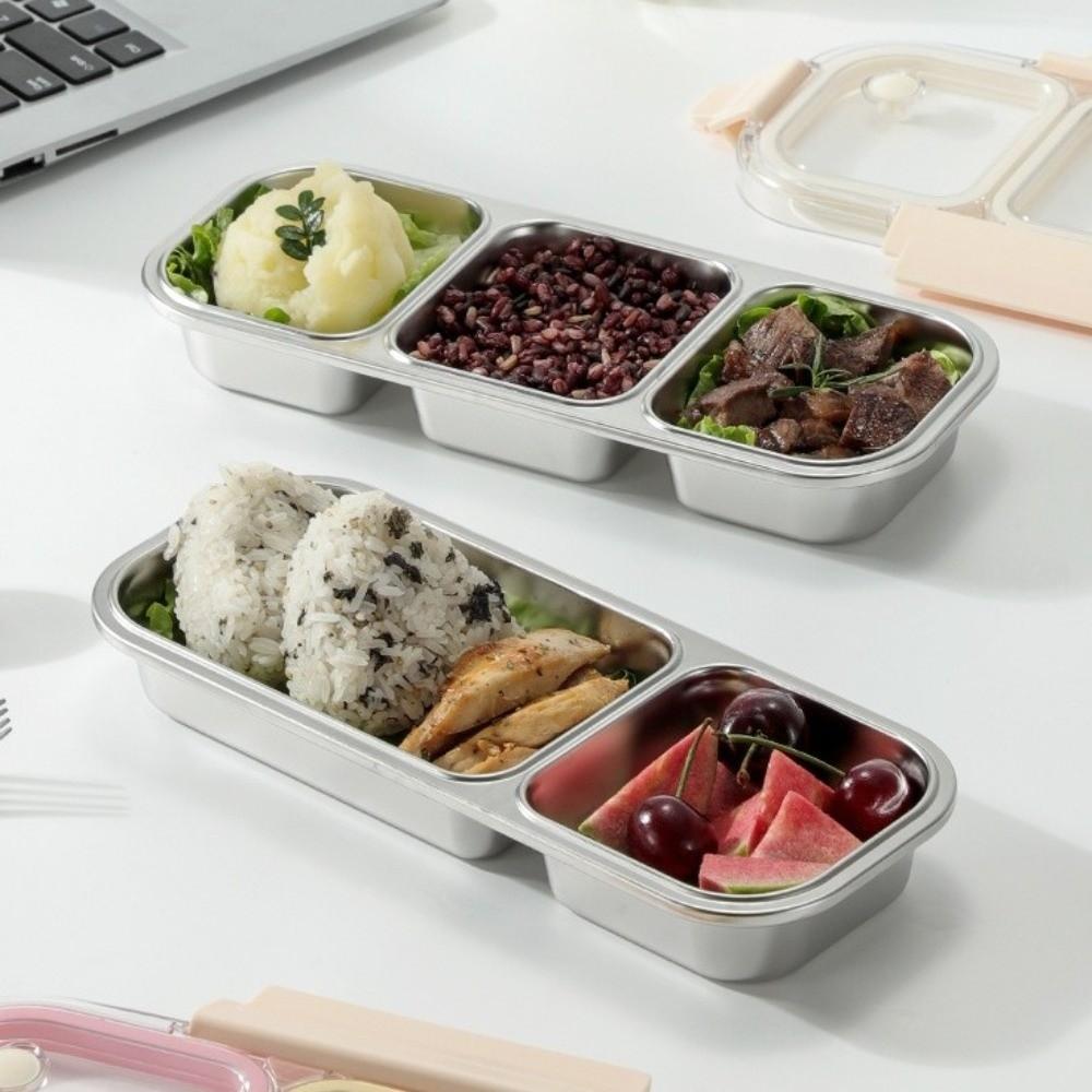 Thermal Insulation Bento Box 304 Stainless Steel Food Container Divided Lunch Box  For Meal Prep