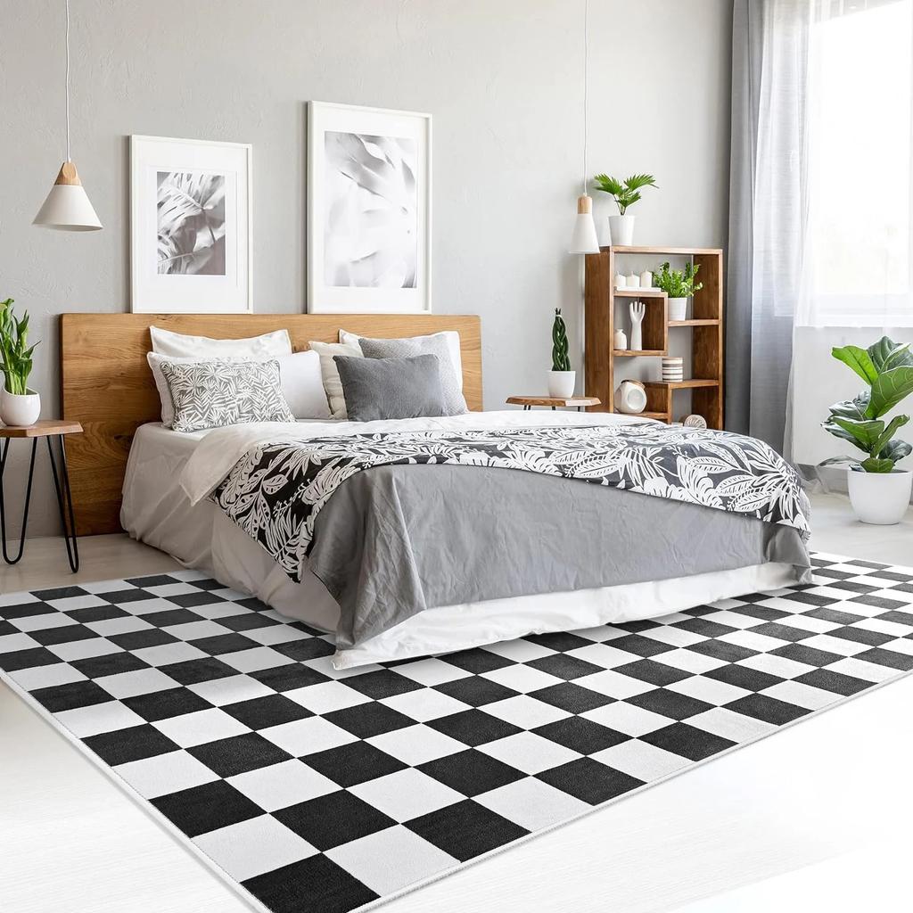 Checkered Area Rugs Checkerboard Rug Plaid Carpet for Living Room Bedroom Home Decor