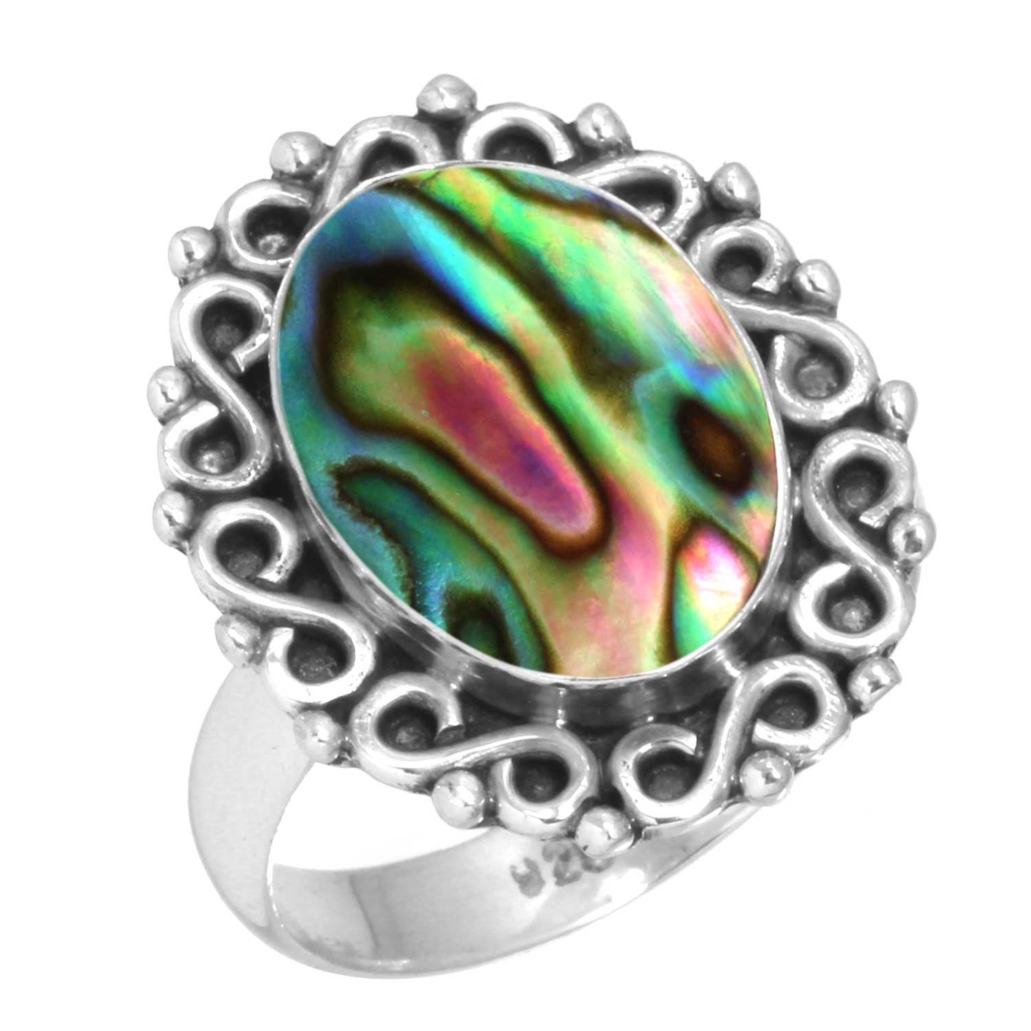 

Кольцо из стерлингового серебра 925 пробы Женское с драгоценным камнем Ручная работа Ювелирное изделие Подарок на годовщину Аквамариновый халцедон Раковина абалона Синий солнечный камень Лабрадорит Пренит 12