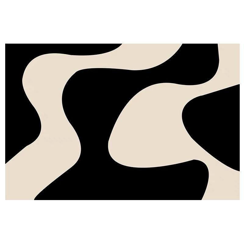 

VIKAMA Black and White Lines Living Room Carpet Bedroom Modern Light Luxury Cream Style Tea Table Mat Home Decoration Carpet 1200MMx1600MM