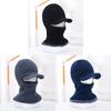 Plush Black Chenille Knit Hat For Men With Integrated Neck Warmer And Ear Flaps