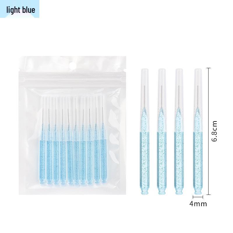 Crystal Rod Interdental Brushes 10pcs - Portable Disposable Straight Brushes for Teeth & Eyebrows