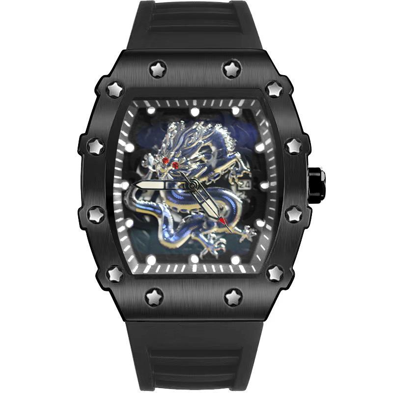 New Richard Domineering Silver Dragon Luminous Waterproof Men's Wristwatch