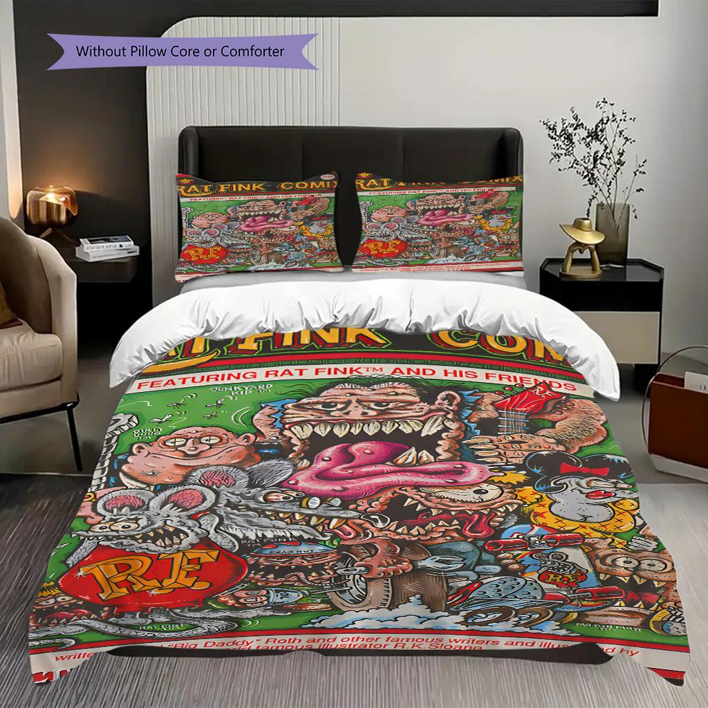 Rat Fink Iconic Mouse Mascot Threepiece Set 1 Duvet Cover 2 Pillowcase Without Core Bedding Set Christmas Birthday Gift