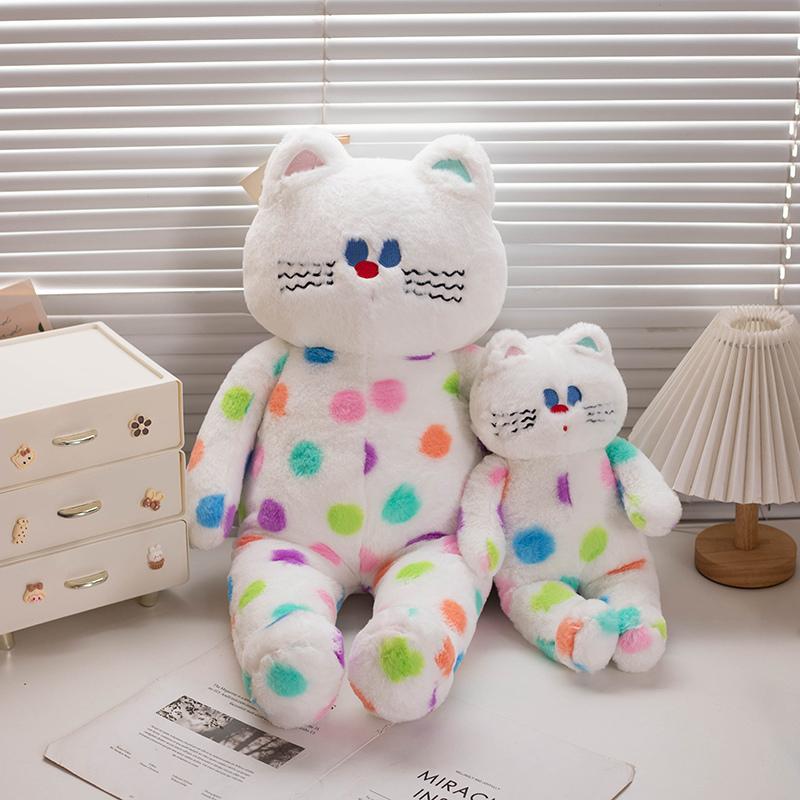 Dot Cat Stuffed Animal Plush Super Soft Dog Bunny Dolls Cartoon Chroma Pillow Toys Soft  Birthday Gifts For Girls Room Decor