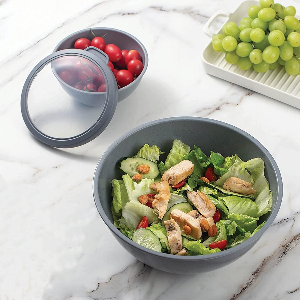 12 Pcs Plastic Nesting Bowls Salad Mixing Bowls with Lids 6 Sets Sealed Containers