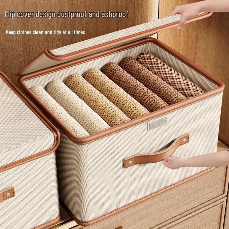 Oxford Cloth Large Flip-Top Storage Box with Lid for Clothes and Household Organizing