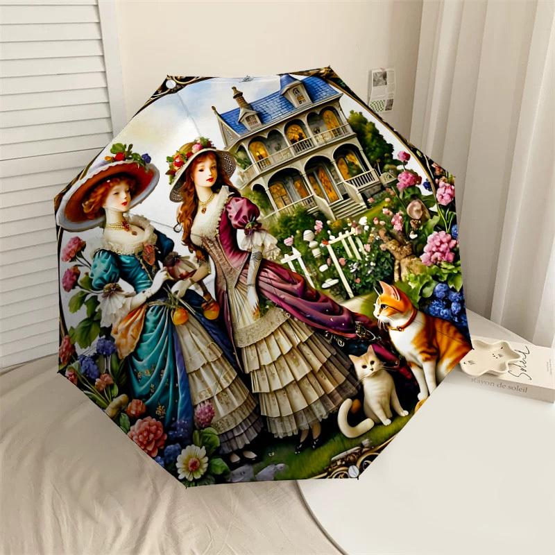 

1PC Victorian, Garden Umbrella-8-Rib Reinforced, Automatic Open, Lightweight & Durable, Cute Fashion Accessory for Outdoor-T122