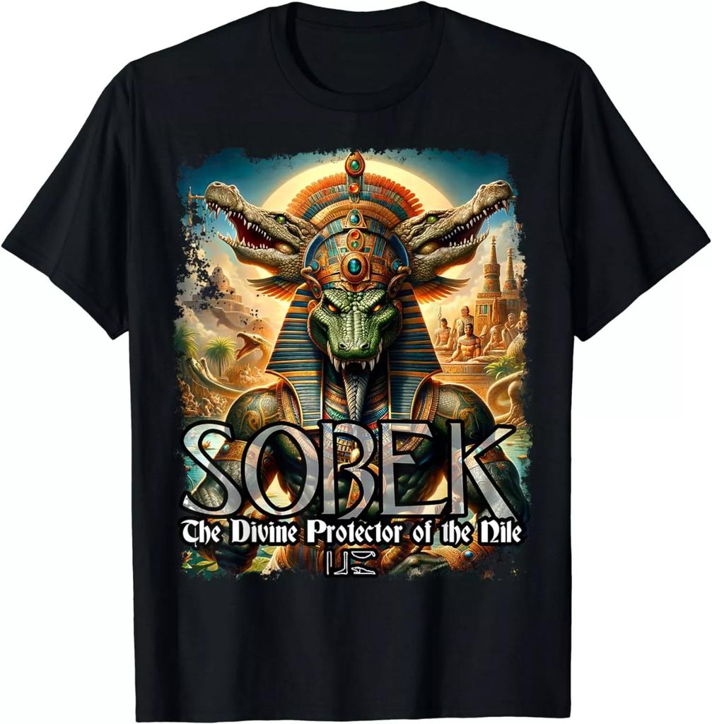 Sobek Crocodile Ancient Egyptian God Mythologys TShirt 100 Cotton ONeck Summer Short Sleeve Casual Mens Tshirt Size S3XL