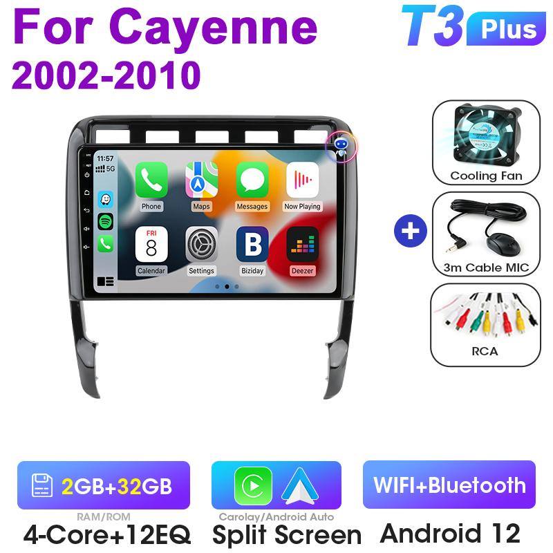 2 Din Android 12 Car Radio For Porsche Cayenne 1 9PA 2002 - 2010 Multimedia Video Player Navigation GPS 4G Carplay Auto Stereo