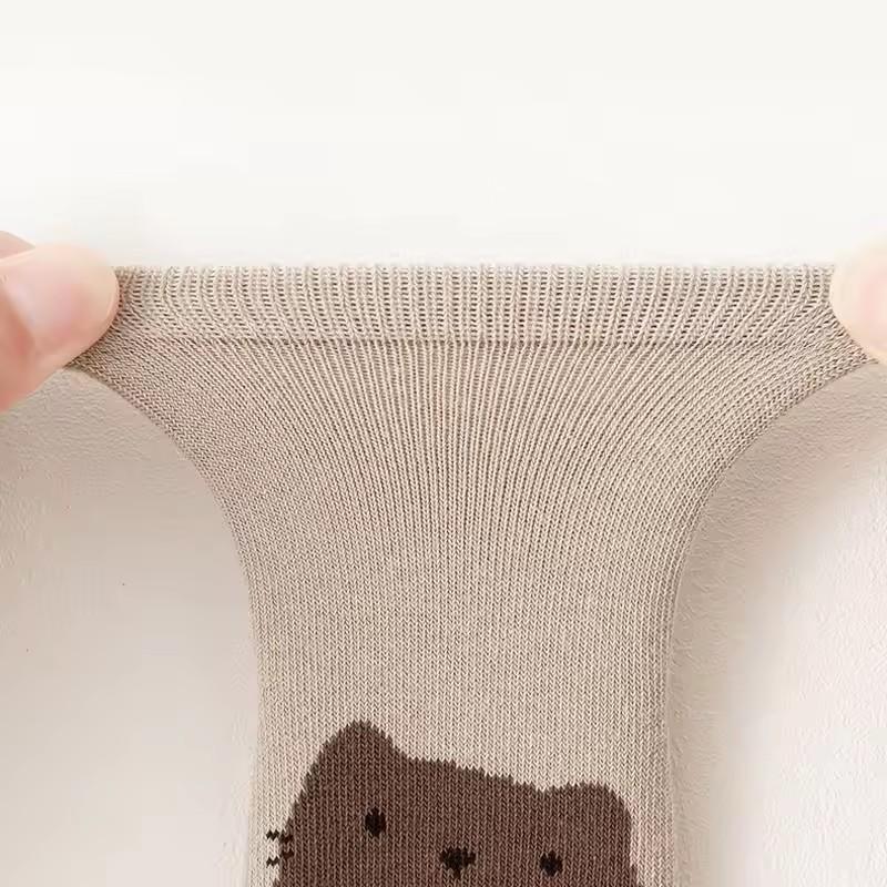 6 Pairs Kids Non-Slip Socks Cute Cartoon Fox And Bear Pattern Childrens Boys Girls Floor Socks Comfortable for Toddler Sock Gift
