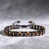 Retro Tiger Eye Stone Bracelet Adjustable Double Row Woven Bracelet  Jewelry