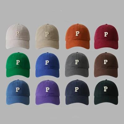 Letter P Embroidered Hats Baseball Caps for Men and Woman's Adjustable Casual Cotton Sun Hats  Solid Color Visor Hats