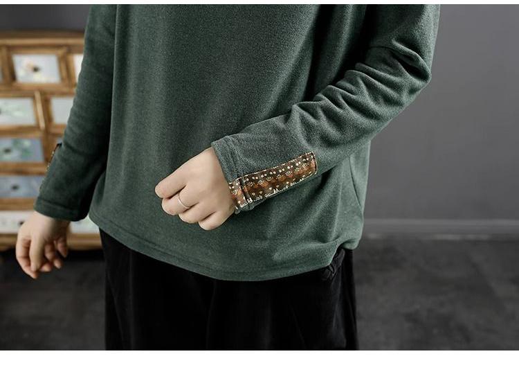 Ethnic Style Retro German Velvet Women's Sweatshirt, 2024 Autumn/Winter, Loose Stitching Pullover, Warm Base Layer