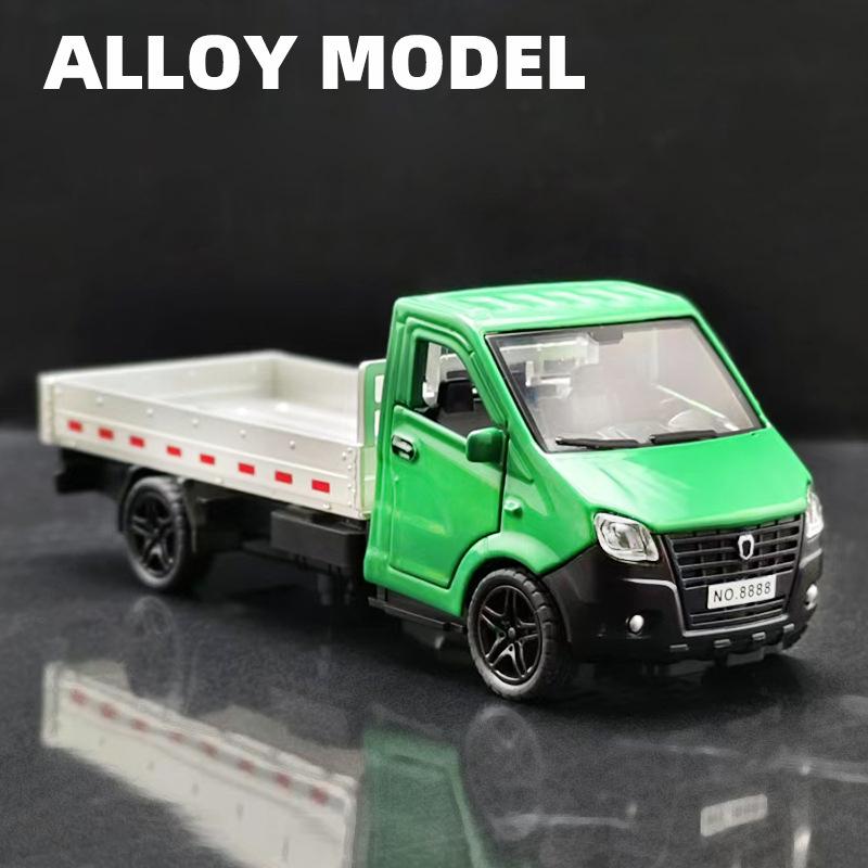 

(Bagged) 1/34 Scale Alloy Pullback Three-door Truck Diecast Transport Lorry Boys Kids Vehicle Model In Bag Packaging зелений