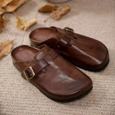 Slippers Women Mules Shoes Flats Platform Casual Shoes Women 2024 Trend Walking Cozy Slingback Autumn New  Fashion Retro Zapatos