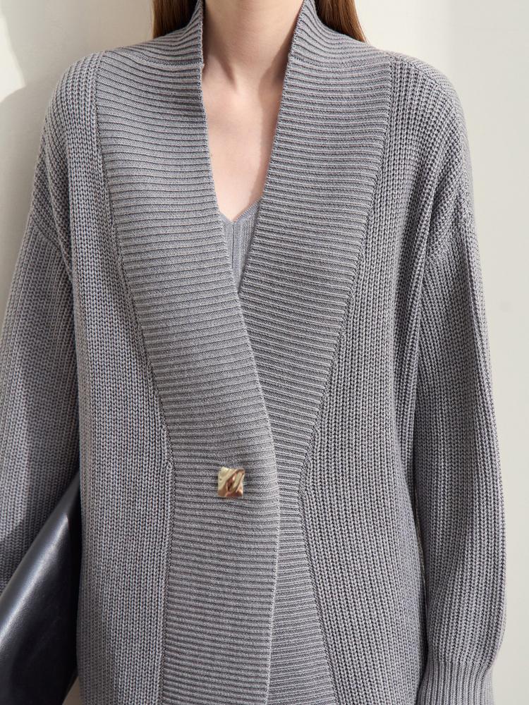 Women Cardigan Autumn New Casual V-neck Button Solid Coat with Belt Fashion Loose Long Sleeve Female Top Winter