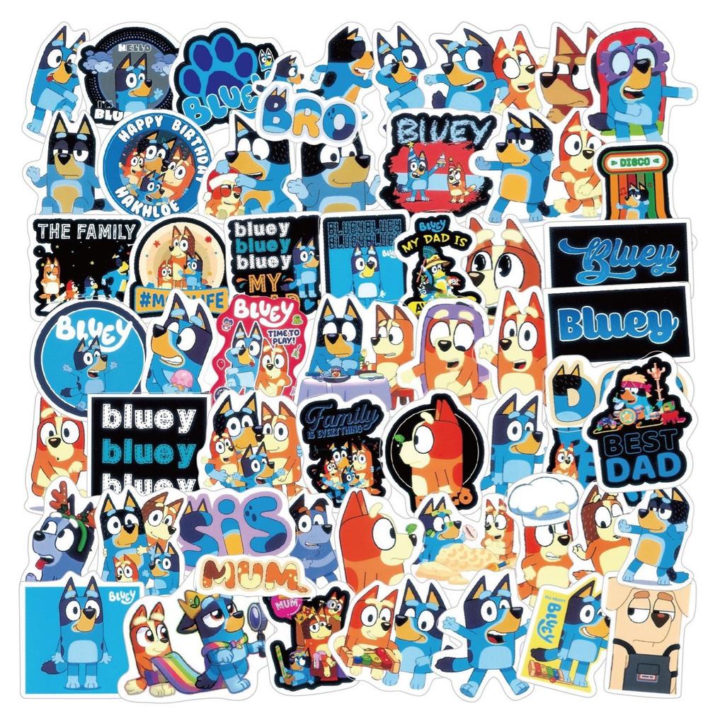 New Bluey Graffiti Stickers 55 Pcs Waterproof Cartoon Decorative Stickers For Phone Skateboard Luggage Water Bottle Bulk Decals