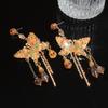 Silver Needle European and American Exaggerated Diamond-encrusted Butterfly Tassel Earrings Light Luxury Premium Earrings Holiday Temperament Earrings