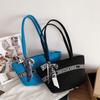 Large Capacity Crossbody Portable Shoulder Bag Silk Scarf Design Vegetable Basket Woven Tote Women's Bag
