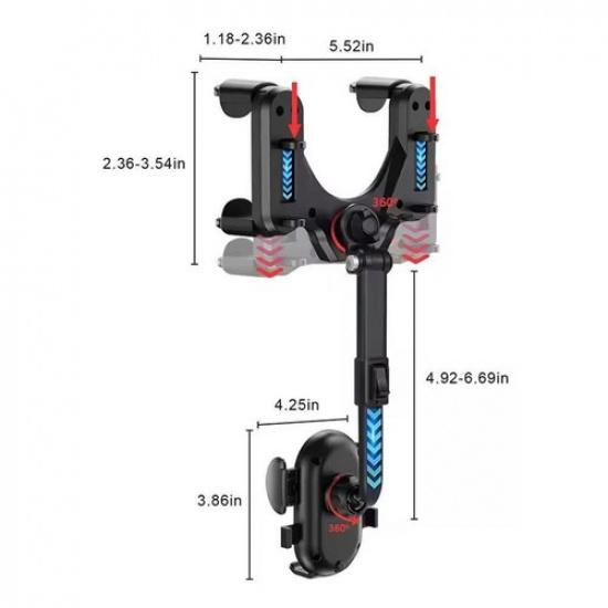 360° Rotatable and Retractable Car Phone Holder Car Rearview HOT Mirror C3Q6