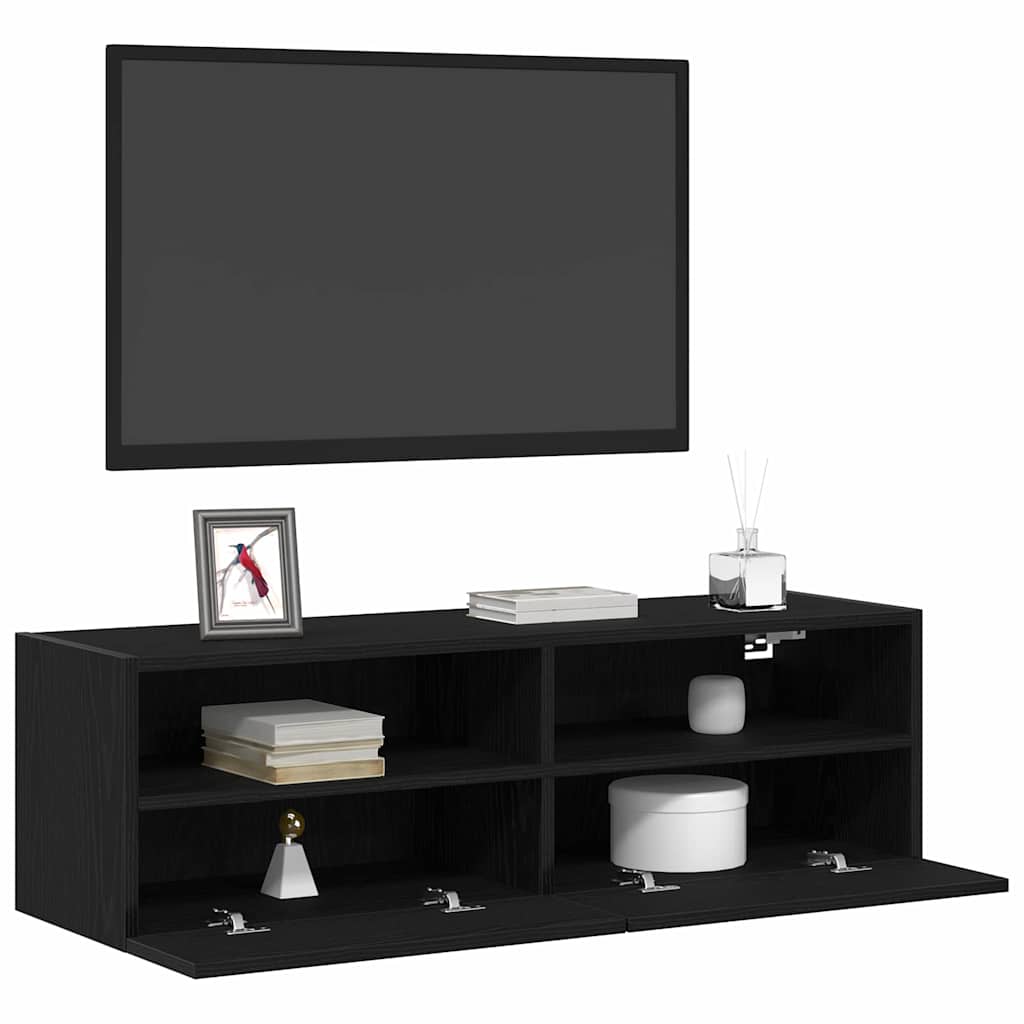 TV Wall Cabinet Black Oak Effect 100 x 30 x 30 cm