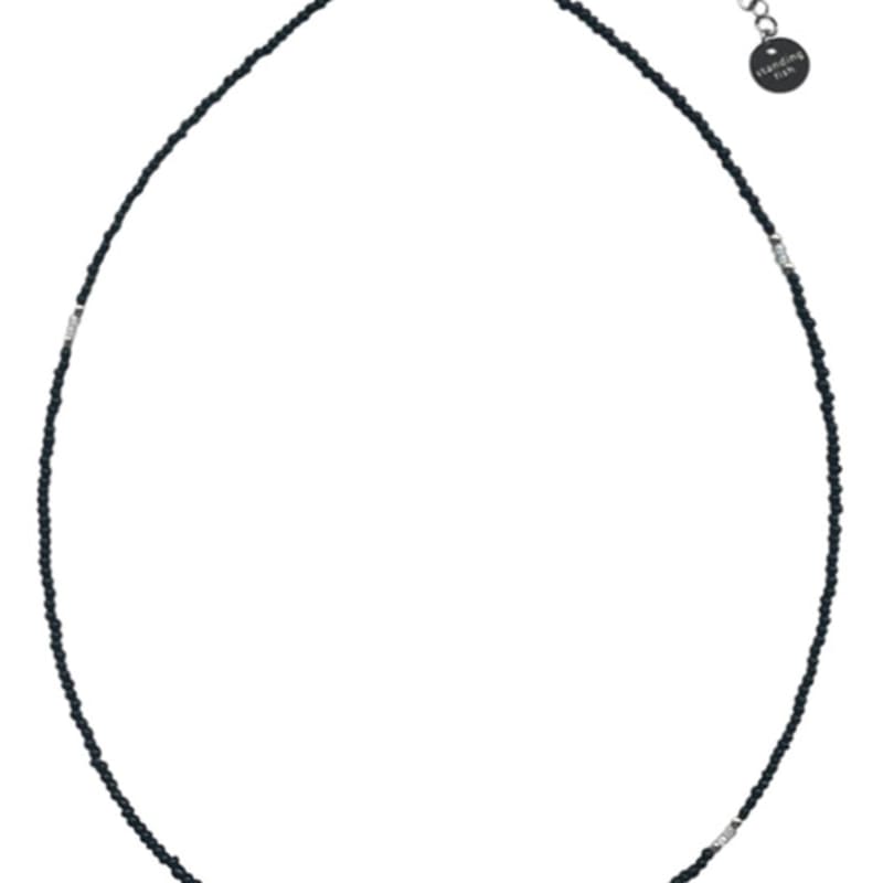 standingfish silver point necklace(black)