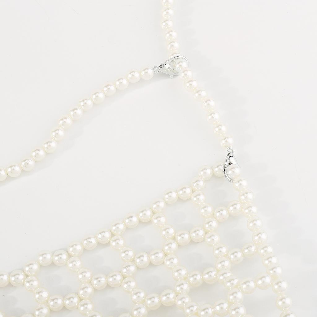 Fashionable Pearl Vest Trendy Hand-woven Body Chain Sexy Hollow Bikini Style Chest Ornament