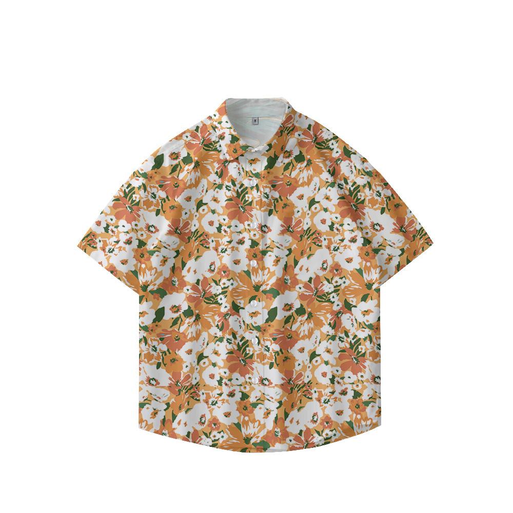 Summer 3D Printed Short Sleeve Flower Shirt Men'S Vintage Hawaiian Beach Casual Loose Men'S Large Size Shirt