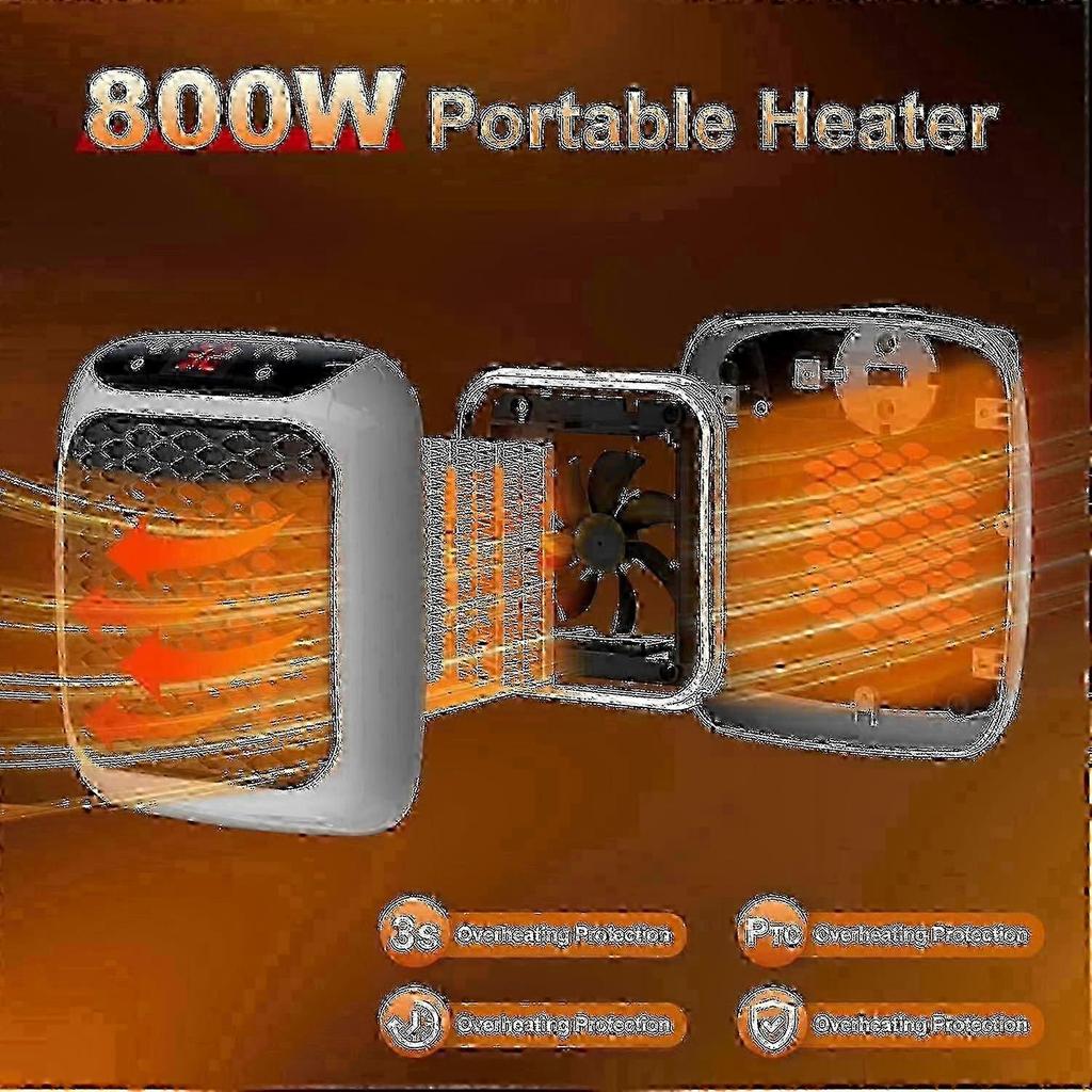 Portable Heater, 800W Ceramic Plug in Heater, Space Electric Fan Heater with Remote Control, 12H Timer, LED Display,