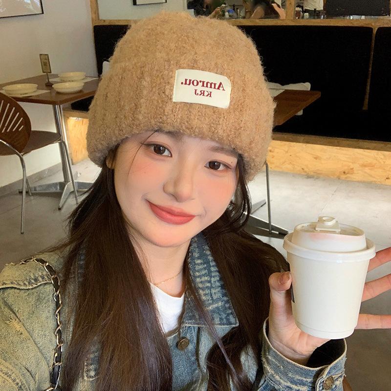 Knitted Hat for Women In Autumn and Winter Students' Thickened Warm Headband Ear Protection Cold Hat Small Woolen Hat Showing Face Trendy