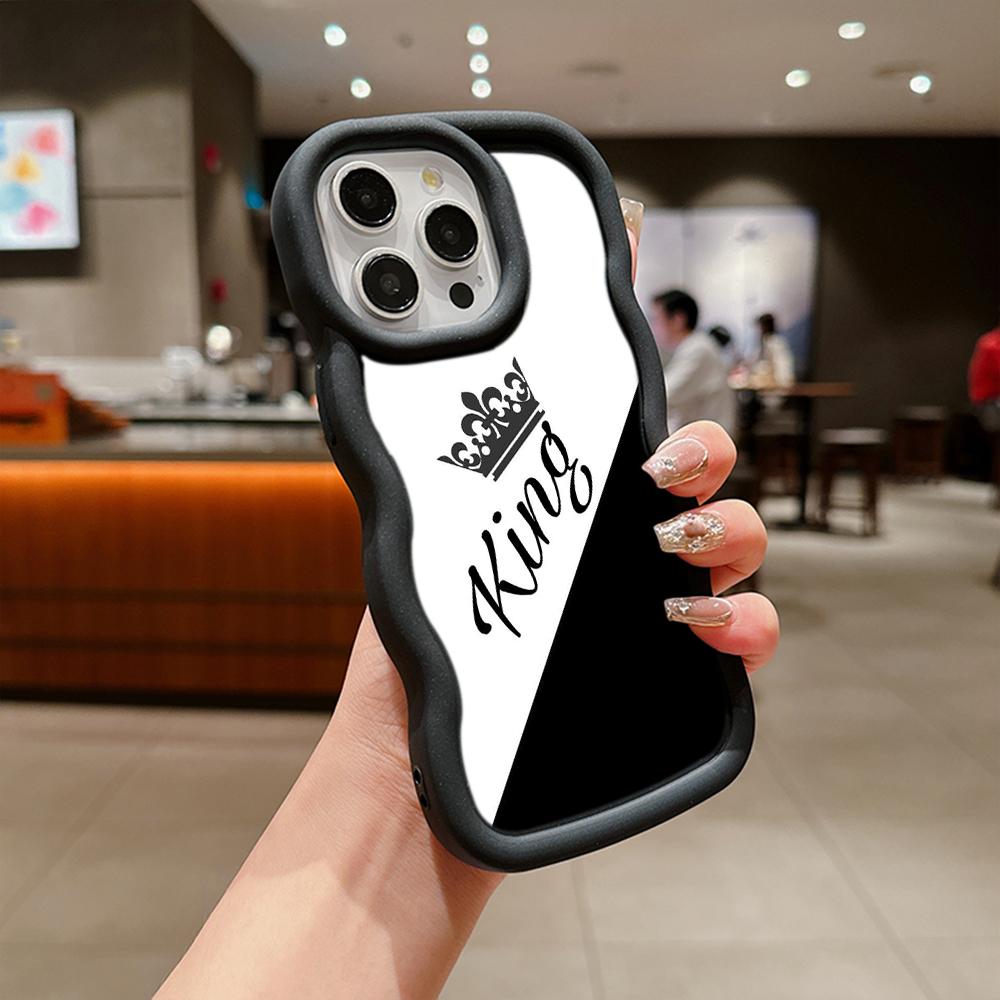 Macaron Büyük Dalga Yumuşak Telefon Kılıfı iPhone 11 12 13 14 15 Samsung A13 A14 A15 A23 A24 A25 A54 A55 Xiaomi Redmi Not 13 Kapak A17 Çift Kraliçe Kral