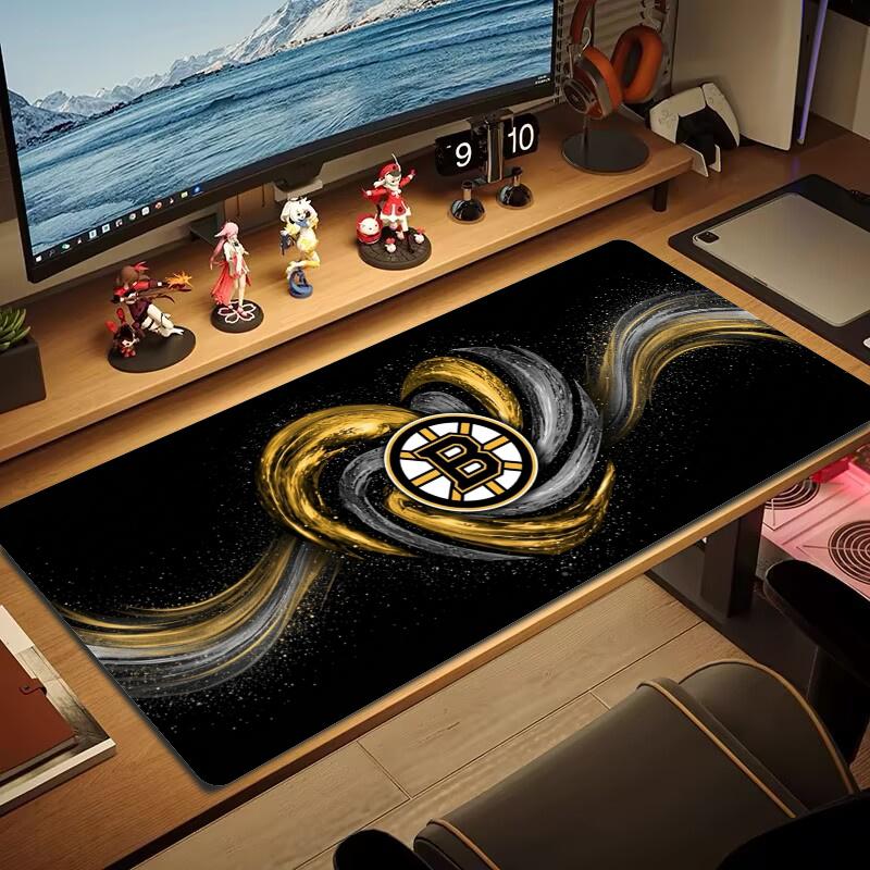 Boston Bruins Mouse Pad Large Gaming Table Cushion Nonslip Laptop Tablet Big Mousepad Xxl Mat Mini Pc Playmat With Lock Edge