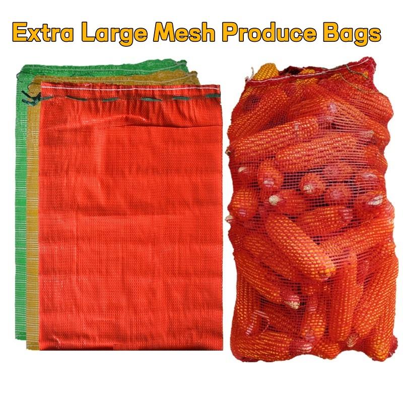 10Pcs Extra Large Reusable Mesh Produce Storage Bags Suitable For Onions Potatoes Vegetables And Firewood