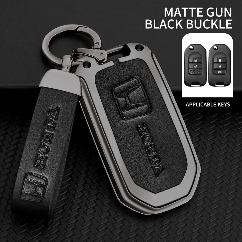 

Zinc Alloy Leather Car Key Case Cover For Honda Civic Accord City Odyssey CR-V XR-V HR-V Vezel Jade Jazz Crider Auto Accessories
