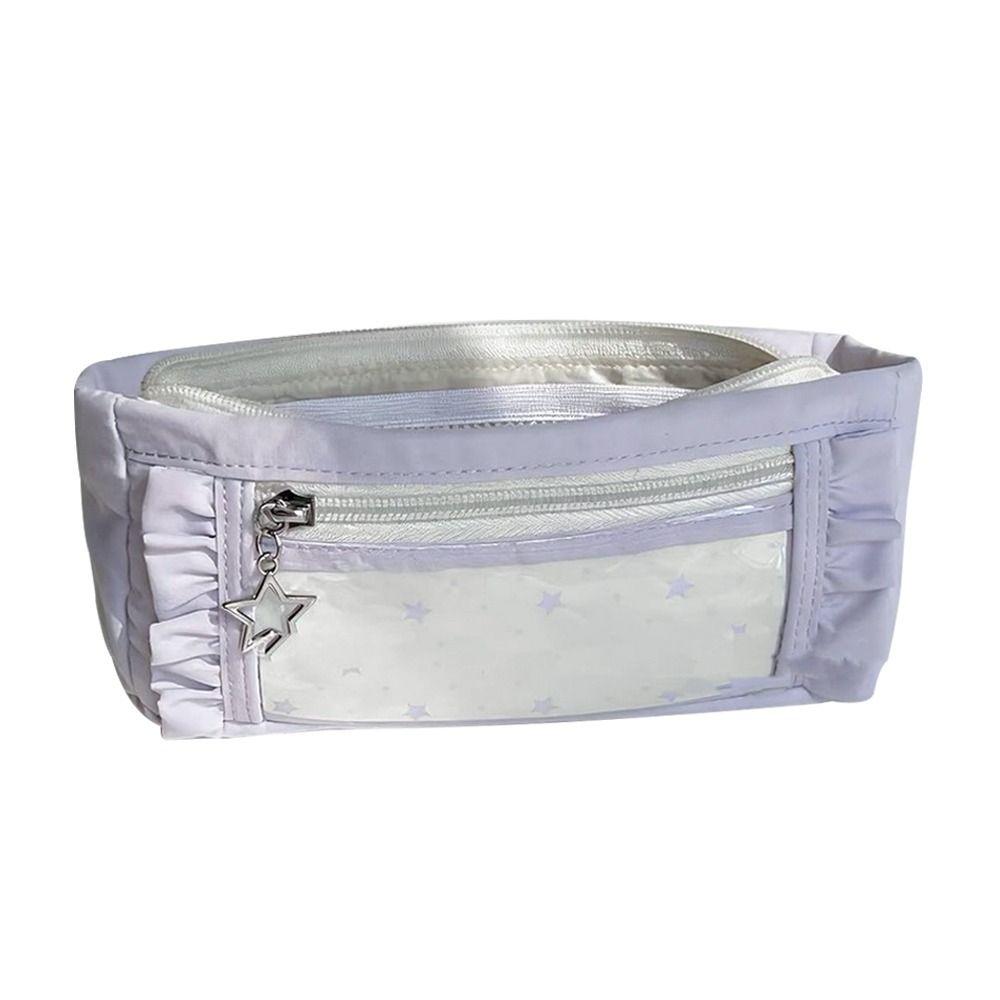 Large Capacity Pen Bag Transparent Window Stationery Storage Pouch Special Design Pencil Case DIY