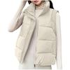 Women's Fashion Casual Puffy Down Jacket With Knitted Sleeves - Solid Color Vest Coat