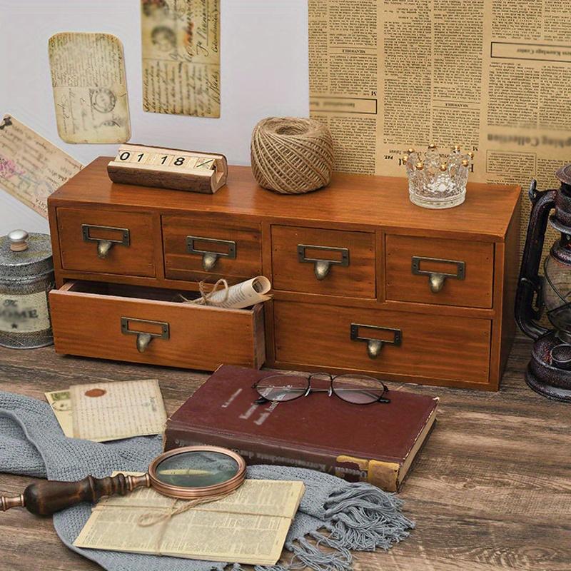 1 buc. 6 sertare Retro Lemn de birou condimente&cafea&medicamente&articole Raft sertar, Organizator dulap pentru depozitare birou&acasă&cameră de studiu.