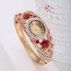 Quartz Movement Rhinestone Dress Watch Round Dial Quartz Bracelet Wristwatch  Daily Use
