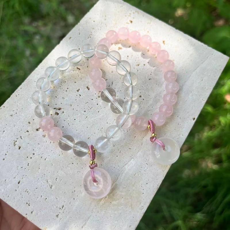 Natural White Quartz Crystal Bracelet With Pendant Handmade Minimalist Single Strand Women Friendship Gift
