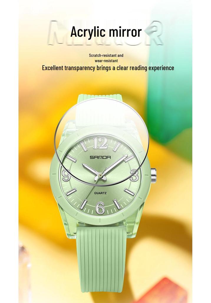 Sanda TEMU Hot-Selling Waterproof Quartz Luminous Student Watch with Thin Transparent Case for Children