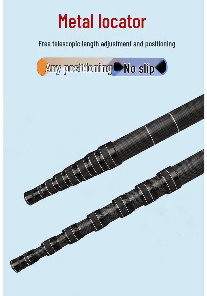 Carbon Telescopic Heavy-Duty Fishing Net Pole - Available In 1.8, 3, 4 Meters, Super Hard for Big Fish, Black Finish