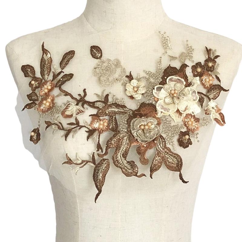 Embroidered Sequins Flower Applique Patches for Clothing Bags Handcraft Decoration Polyester Materials