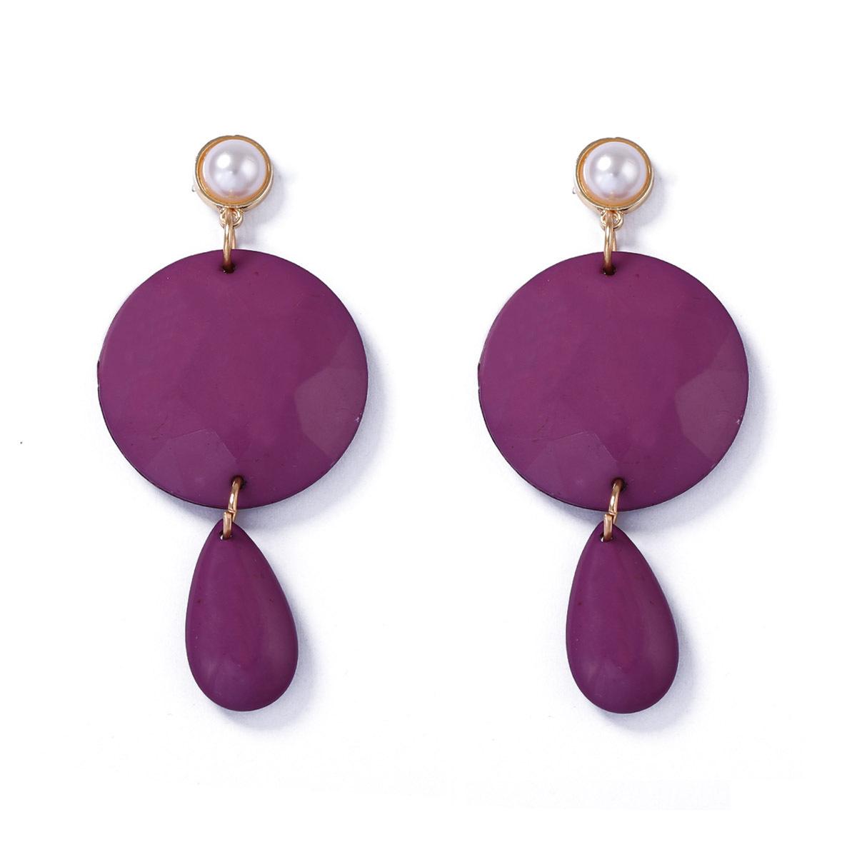 

DIGADAGU Alloy Resin Round Geometric Dangle Earrings New Simple Classic Earrings Women s Party Zircon Accessories фіолетовий
