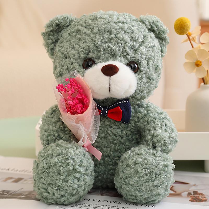 Qixi Festival Valentine s Day Teddy Bear Bouquet for Girlfriend s Birthday 25cm-0.25kg