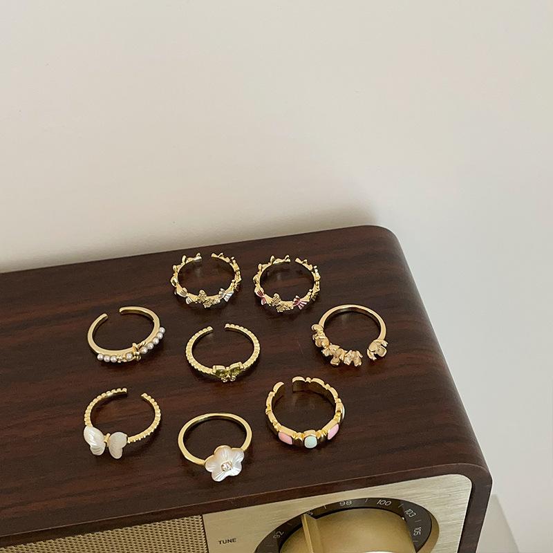 Light Luxury High-End Shell Flower Butterfly Open Ring Female Simple Niche Design Personalized Versatile Ring Ring