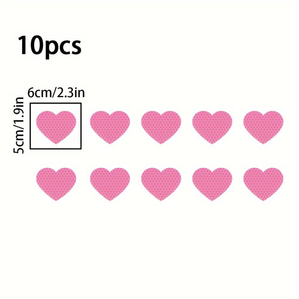 

10 шт. Светоотражающие наклейки на автомобиль в форме сердца, водонепроницаемые, для кузова, багажника автомобиля, предупреждающие ночью, прочные виниловые наклейки, украшение 6x5CM each one
