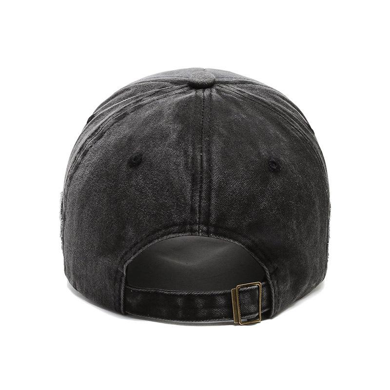 Hat Men's and Women's Spring and Summer Baseball Cap Washed Old Letter Embroidery Curved Edge Cap Color Matching Retro Sun Hat